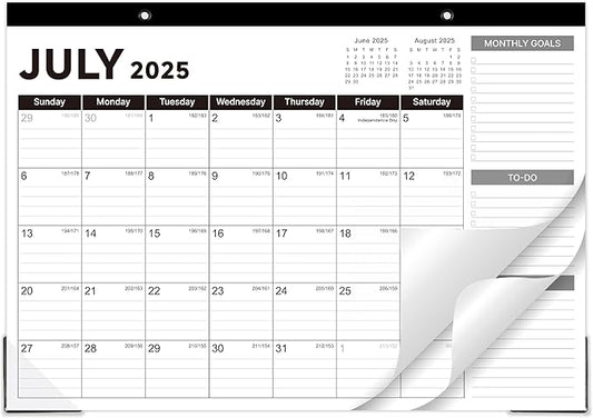 2025-2026 Desk Calendar - Desk Calendar 2025-2026, Jul. 2025 - Dec. 2026, 17"x12" Desktop Calendar with Notes, Corner Protector, Ruled Blocks