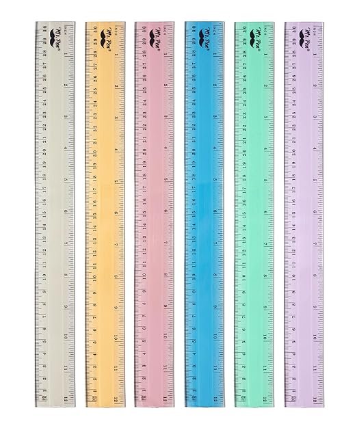 Mr. Pen- Plastic Rulers, 12 Inch, 6 Pack, Morandi Colors, Metric & Imperial, Clear Ruler Set