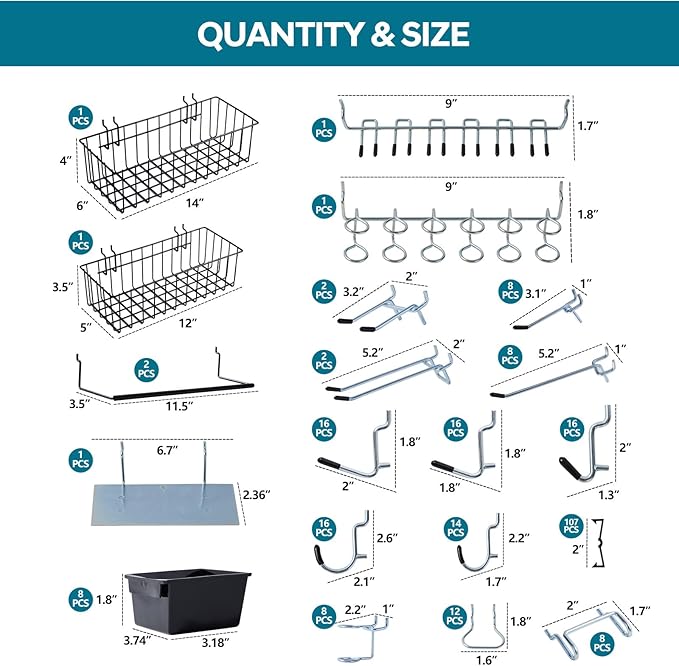 246PCS Pegboard Accessories Organizer Kit,Includes Pegboard Hooks,Bins,Baskets,Paper Towel Holder;Suitable for 1/8 and 1/4 Pegboard,Can be Used for Hanging Tools,Garage Storage,etc. (Black)