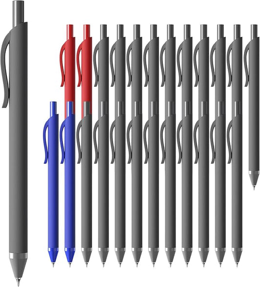 24 Pack Gel Pens Bulk, Black Gel Ink Pens, (0.7 mm) Fine Point Point Pen, Retractable Smooth Writing Pen for Journal Writing,Home Office School Supplies (Black, Red,Blue ink)