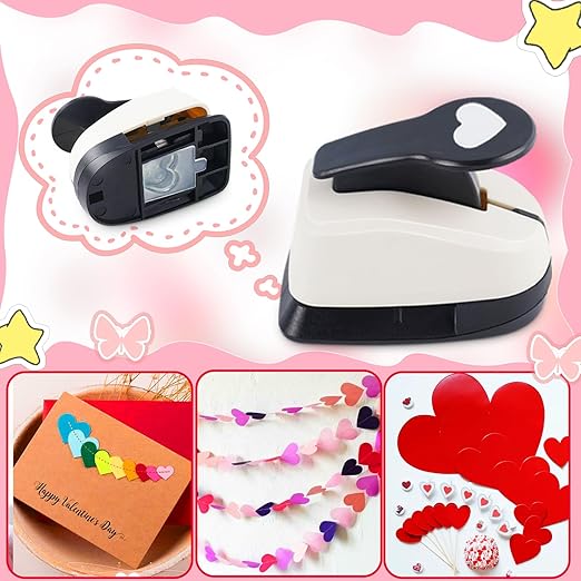 Heart Hole Punch, Paper Punches, HeartPunches for Paper Crafts, Heart Puncher, Hole PuncherHeart, Shaped Hole Punch, 1 inchHeart Paper Punch, 5/8 inch HeartHolePuncher, 3/8 inch Hole Punches Set
