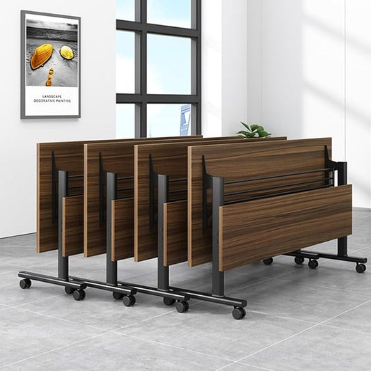 Folding Conference Table,Mobile Conference Room Tables Rolling Meeting Table with Caster Wheels,Flip Top Mobile Training Table,Foldable Rectangle Seminar Tables for Office,Classr (6pack, 70.8in)