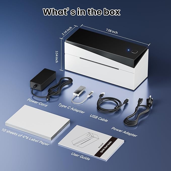 Bluetooth Shipping Label Printer 4x6, 249BT Thermal Label Printer for Small Business, Shipping Packages, Office, Home, Compatible with Amazon, Ebay, USPS