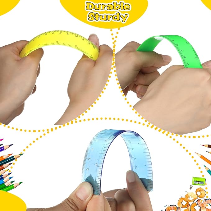 Teling 192 Pack Rulers Bulk for Classroom Transparent Colorful Metric Rulers with Inches and Centimeters 8 Colors for Kids Back to School Supplies(6 Inch)