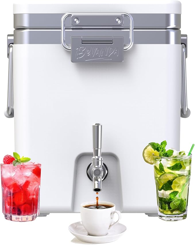 Bevanda - Sperse 3 Gallon Drink Dispenser - Large Insulated Stainless Steel Water and Beverage Dispenser - Ideal for Parties, Camping Trips, and Outdoor Events - Leakproof, Durable, Portable (White)