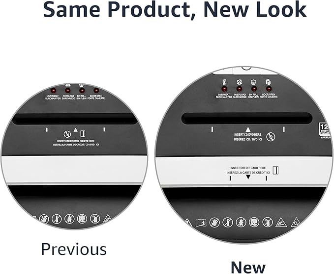 Amazon Basics 12 Sheet (new model) Micro Cut Paper and Credit Card CD Shredder With 6 Gallon Bin, Black