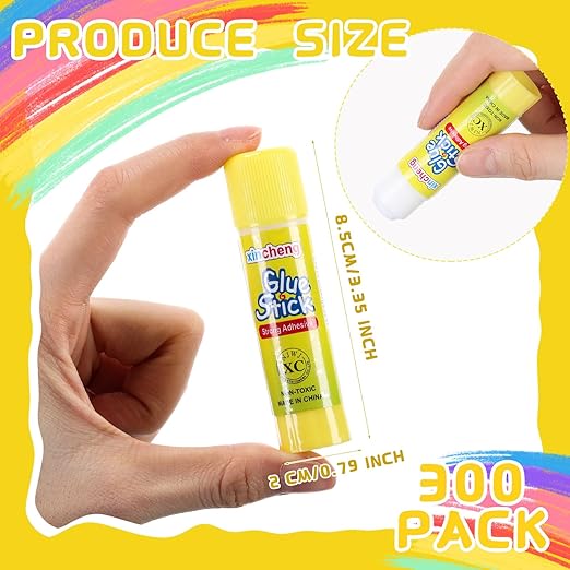 300 Pcs White Glue Stick Washable Glue Stick for Crafts Home School Classroom Students Teachers Employees Scrapbooking Crafting Supplies, 0.32 Ounce