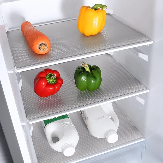 Light Gray Shelf Liners for Kitchen Cabinets Non Adhesive Drawer Liner for Bathroom Waterproof Refrigerator Liners for Shelves Fridge Plastic Mats Cabinet Cupboard Liner 17.5 x 393.7 Inches