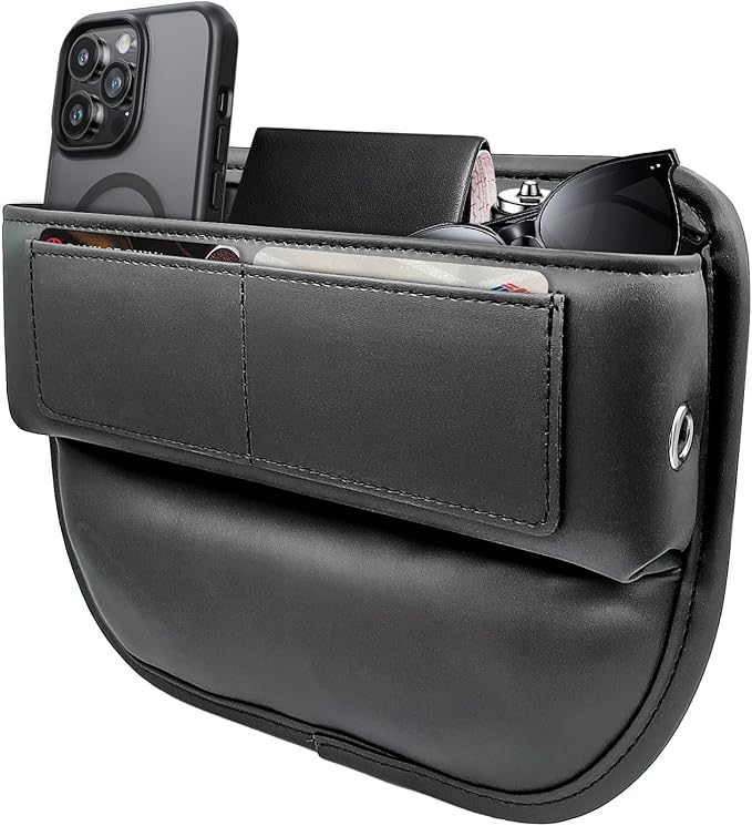 Universal Fit Car Seat Gap Filler Leather Car Storage Organizer Front Seat Auto Accessories for Women Fashion Colored Car Adjustable Storages for Phones Glasses Keys Cards 1 Pack