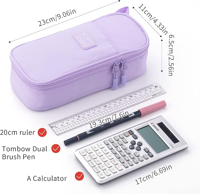 CICIMELON Durable Pen Pencil Case Big Storage Pen Pouch Bag for School Supplies Office College Teen Girls Adults, Purple