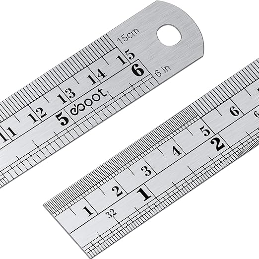 Stainless 2 Pack Steel Ruler 6 Inch Metal Rule Kit with Conversion TableC