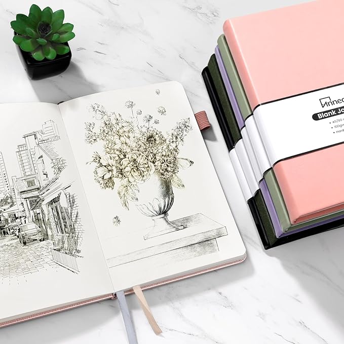 Annecy Blank Journal Notebook, Medium 5.5x 8.25, 160 Pages 100GSM Writing Paper, A5 Grey Green Faux Leather Cover with Pen Loop