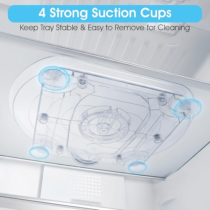 Lazy Susan Turntable for Refrigerator, 15"x11" Rotating Spice Rack Organizer 360°Clear PET Organizer Storage Tray Cabinet, Pantry Countertop with Suction Cups Large Rectangular Fridge Shelf