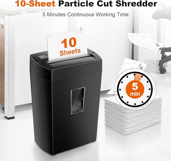 Bonsaii Paper Shredder, 10-Sheet Home Office Shredders, Micro Cut Home Use Paper Shredder with 5.5 Gallons/P-4 High Security/5 Minutes/Shred Card,Staple,Clips (C275-B)