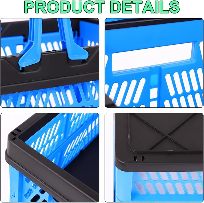 3 Packs 20Liter Collapsible Storage Crates With Handle Collapsible Plastic Shopping Basket,Stackable Multi-function Shelf Baskets Container, Hold up to 20 Lbs