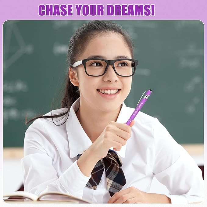 50 Pcs Inspirational Pens Bulk - Motivational Ink Ballpoint Pen with Quotes Stylus Tip Nurse Gifts for School Coworkers Office Supplies Black Ink