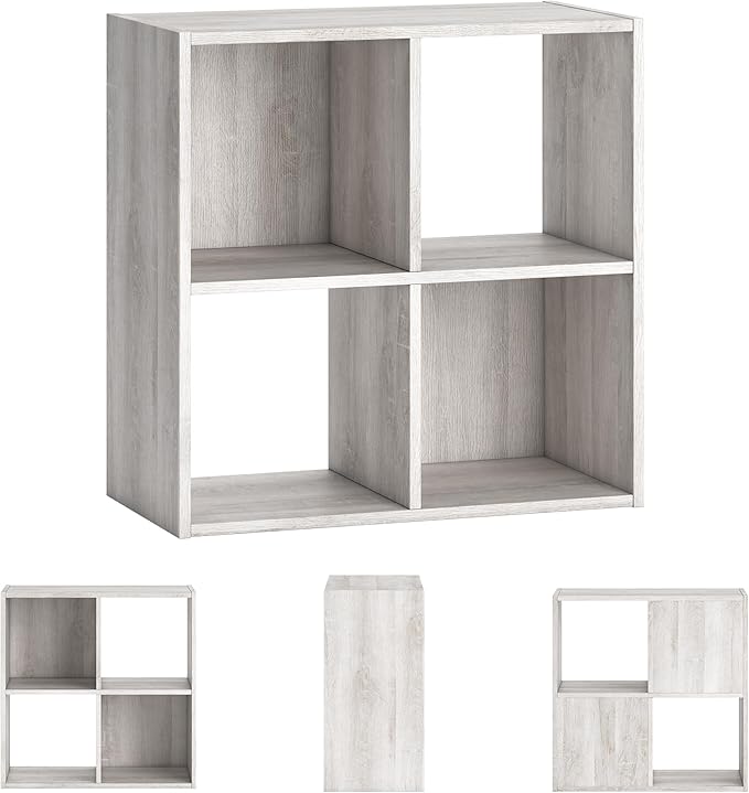 Signature Design by Ashley Paxberry Coastal 4 Cube Storage Organizer or Bookcase, Whitewash