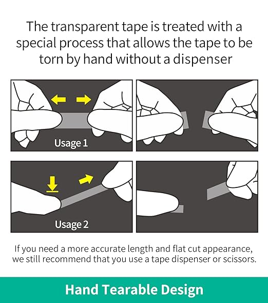 6 Rolls Transparent Tape Refills, Clear Tape Dispenser Refill Rolls, Glossy Gift Wrap Tapes for Office, School, Home, 3/4 x 1000 Inches