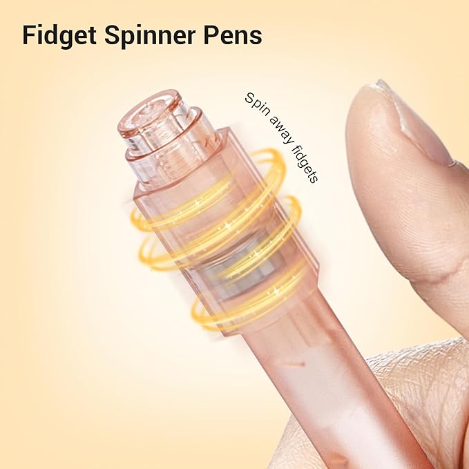 Leven Fidget Spinning Gel Pens Pack of 3, Stress Relief 0.5mm Black Ink Pens, Fine Point Smooth Writing Ballpoint Pen, Quick Dry for Journaling Office School Minimalistic