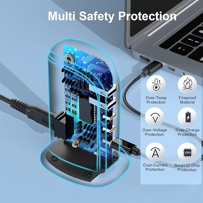 Type C Charger for Multiple Devices, Upoy USB C Fast Charging Station 100W Total, USB C Charger Block with Dual PD C Ports, USB Tower Multiports Space Saving, Charging Accessories for iPhone/Samsung