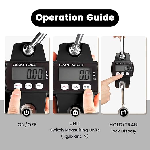 Digital Hanging Scale, 1102lb Crane Scale, 500kg Black Digital Electronic Weighing Scale with LCD Display for Hunting, Outdoor, Bass Fishing, Big Game, Farm