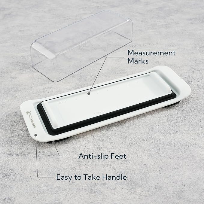 KITCHENDAO Airtight Butter Dish with Lid for Countertop and Refrigerator Door Shelf, Butter Keeper, Plastic Butter Holder Tray Container for West/East Coast Butter, White