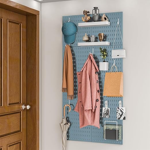 22"x22" Pegboard Combination Kit Wall Organizer Kit - 4 Panels & 14 Hooks for Kitchen, Bedroom, Office, Bathroom Storage
