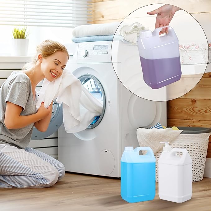 1 Gallon Plastic F-Style Jug (4-Pack) Reusable Food-Safe, Heavy-Duty HDPE Containers for Water, Sauces, Soaps, Detergents, Honey Liquids with Screw-On Cap and Pump Cap (White, 1 Gallon)