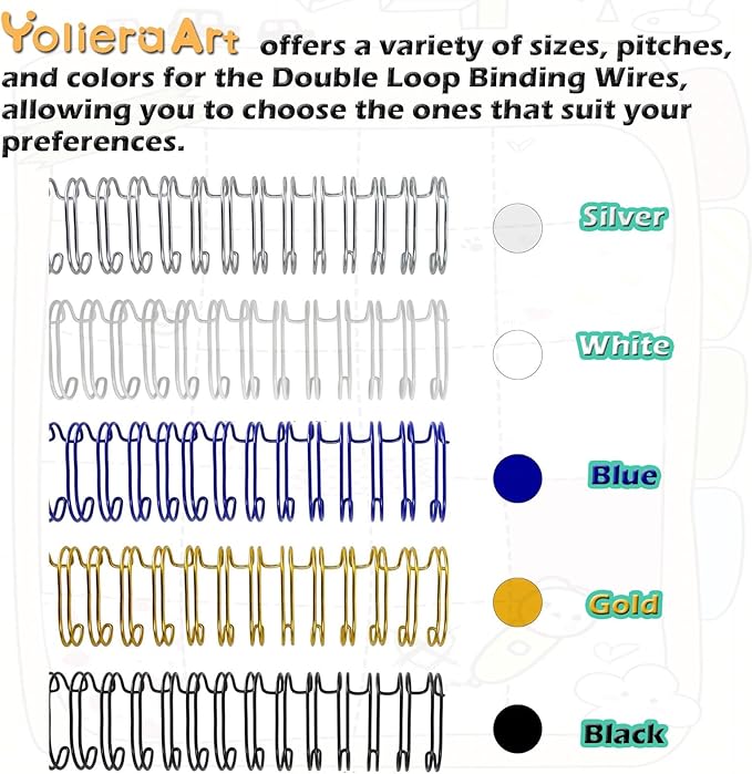 3:1 Pitch Double Loop Binding Wires, YolieraArt 100 Pack Spiral Spine Bindings, 9/16 Inch Wire Twin Binding for Book Binder Machine,Students and Coworkers (120 Sheet Capacity, 100P, Silver)