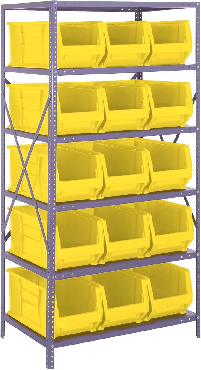 Quantum Storage Systems Wire Shelving Unit W/15 Yellow Bins