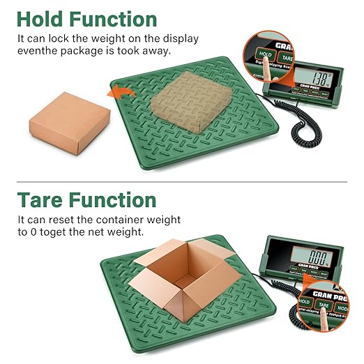 Shipping Scale,440lbs/10g High Accuracy Digital Postal Scale, Durable Alloy Steel Platform, Heavy Duty Scale for Packages, Postage and Luggage, with Hold&Tare function, batteries&USB Powered