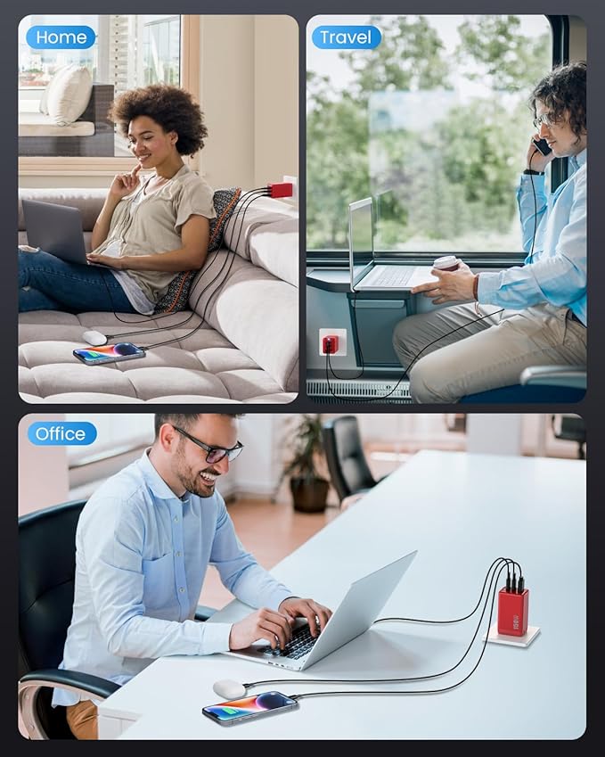 150W USB C Charger Block,GaN III Compact Foldable Wall Charger 3 Port Fast Charging Station,PD QC PPS Portable USB C Hub 100W Laptop Adapter for MacBook Pro/Air,iPad,iPhone 17/Pro,Galaxy S24,Dell etc