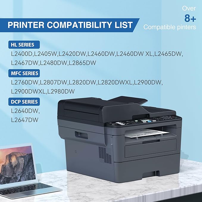Compatible TN830XL Toner Replacement for Brother TN830XL TN830 XL Toner use with HL-L2460DW HL-L2405W HL-L2480DW HL-L2400D MFC-L2820DW MFC-L2820DW XL DCP-L2640DW Printer (2 Pack Black)