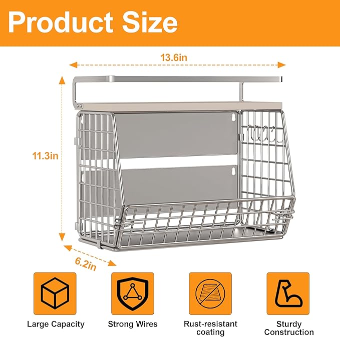 Magnetic Shelf for Fridge,Onion and Potato,Fruit and Vegetable Storage Hanging Basket,Kitchen Counter,RV Laundry Refrigerator Organziers,Magnetic Spice Rack for Refrigerator