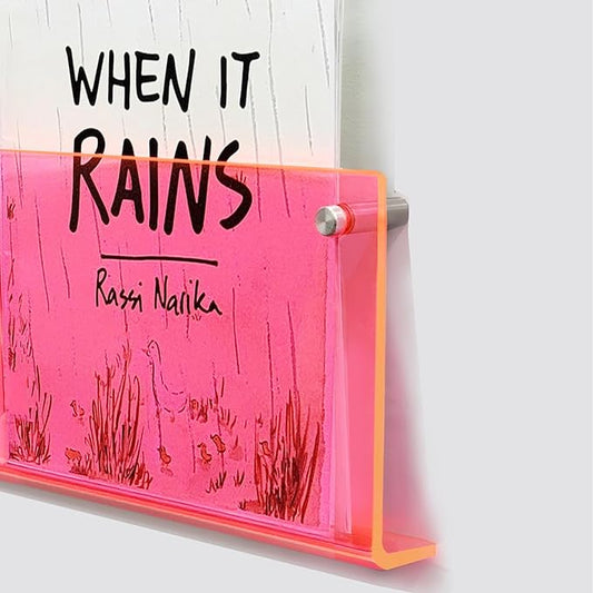 ROYALITA 2-Pack Acrylic Magazine Holder Brochure Holder, 17" Record Holder Magazine Rack, Fashion Hanging Bookshelf Literature Storage Rack for Waiting Room, Living Room, Office, Pink 17 Inch