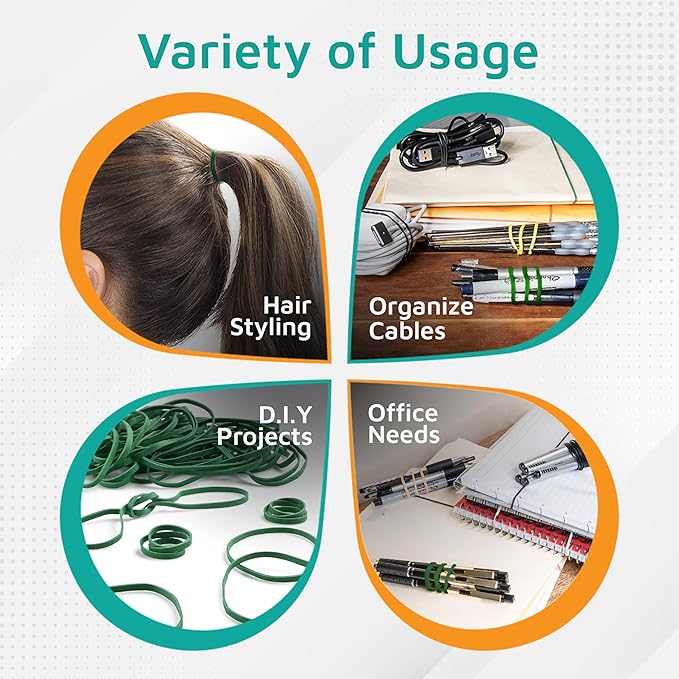 PlasticMill Green Rubber Bands Size 33 (3 1/2" x 1/8") - #33 Colored Rubber Bands Office Supplies - Strong, Elastic Bands for Crafts, Balloon Garland, Cash, File Folders (100-Pack)