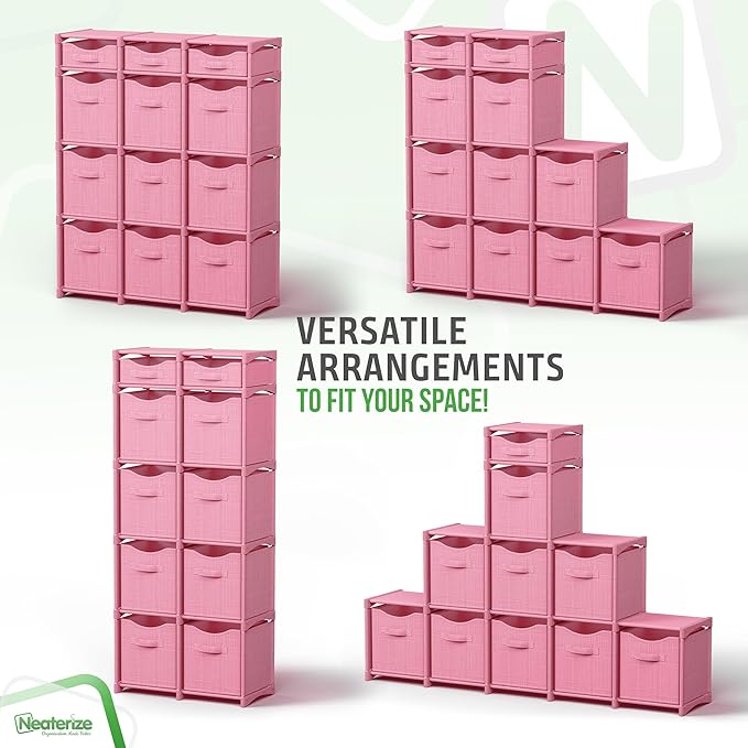 12 Cube Closet Organizers And Storage | Includes All Storage Cube Bins | Easy To Assemble Closet Storage Unit With Drawers | Room Organizer For Clothes, Baby Closet Bedroom, Playroom, Dorm (Pink)