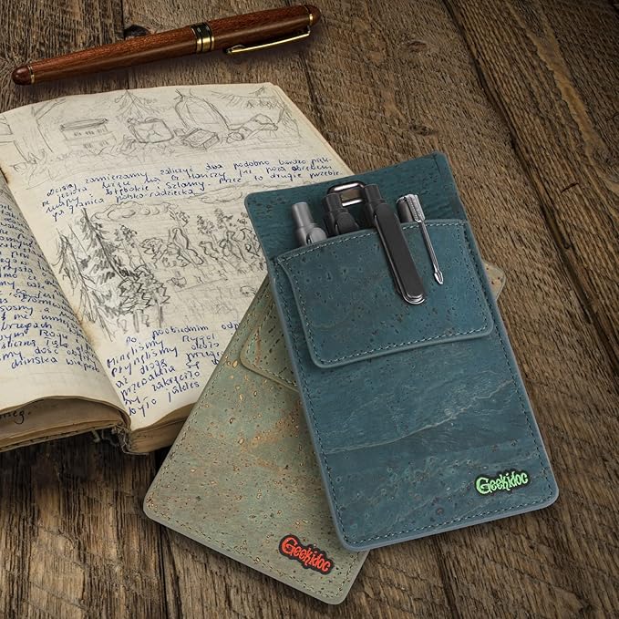 Premium Portuguese Cork Pocket Protector for Men | Multi-Use Pocket Protectors for Shirts and Lab Coats | For Pen, Pencils, Pointers, and More | 2 Pack of Blue Pocket Organizer Protectors