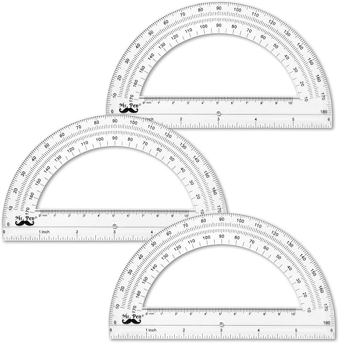 Mr. Pen Protractor, 6 Inches Protractor, Pack of 3