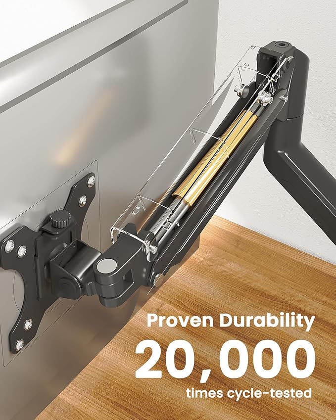 ErGear Single Monitor Arm for 13-34 inch Screens, Adjustable Gas Spring Monitor Mount Holds up to 22 lbs, Computer Monitor Stand with VESA Mount, C-Clamp & Grommet Base, Max VESA 100x100mm,