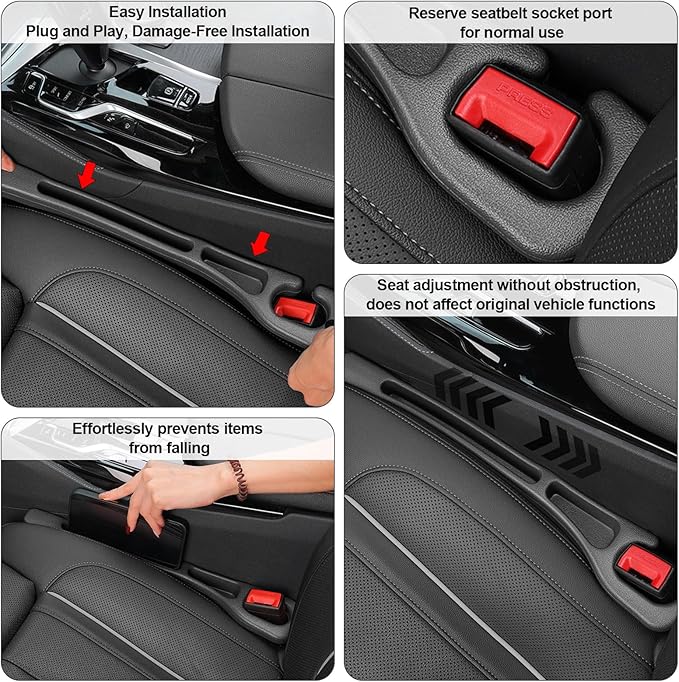 2pc Car Seat Gap Filler, Universal Car Seat Slot Organizer, Anti-Drop Car Interior Storage Strip, Fits Most Cars, Trucks & SUVs, Soft & Durable