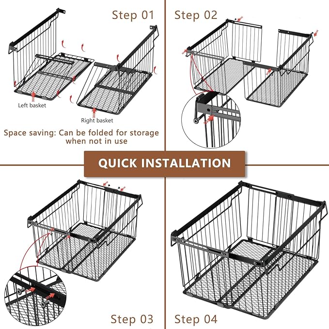 Large Freezer Organizer Bins，Upgraded Bottom Leak-Proof net，Fit 5 to 9 Cu Ft Chest Freezer，4 Pack， Expandable Stackable Chest Freezer Containers with Handle (Black--4Pack)