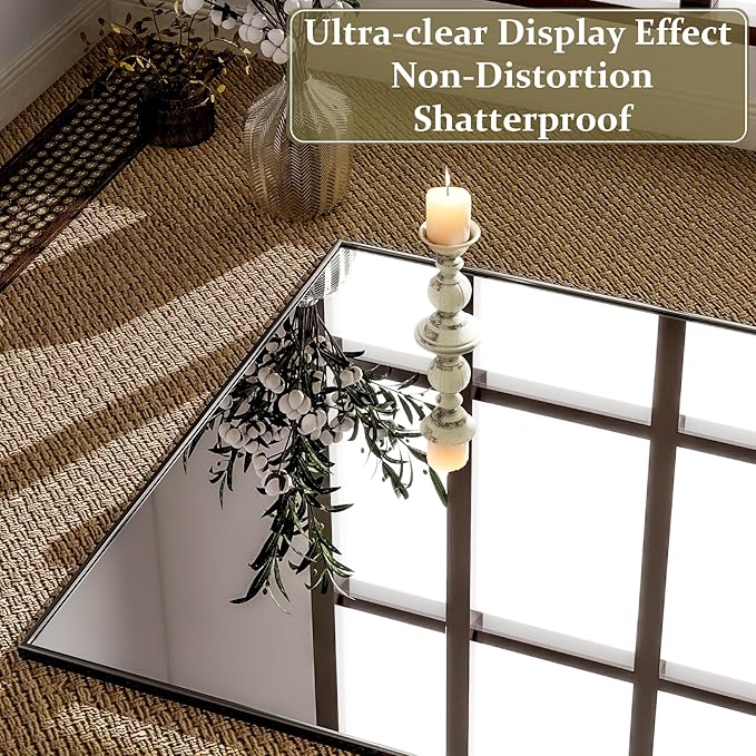 GLSLAND 71"x31" Full Length Mirror Extra Large Hanging or Leaning Rectangle Mirror Aluminum Alloy Thin Frame Bedroom Floor Dressing,Black