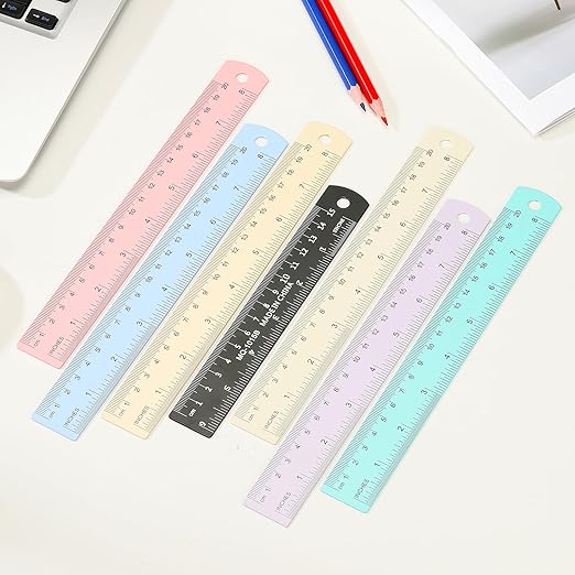 PATIKIL 20cm/8" Metal Ruler, 2 Pack Aluminum Alloy Rulers with Centimeters, Millimeters, Inches and Conversion Table Straight Edge Ruler for Writing Machinist Drafting, Yellow