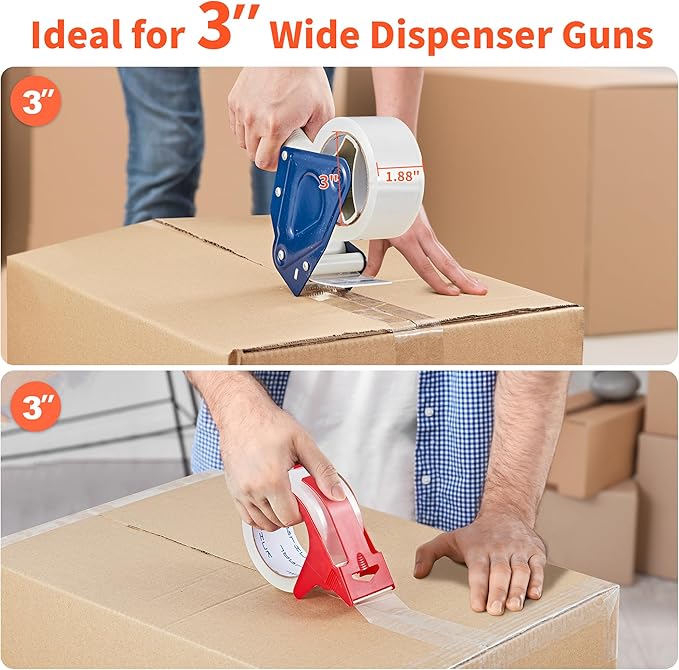 JARLINK 18 Rolls Clear Packing Tape with 3 Dispensers, Heavy Duty Packaging Tape Refills for Shipping Packaging Mailing, 2.7mil Thick, 1.88 inches Wide, 55 Yards Per Roll, 990 Total Yards