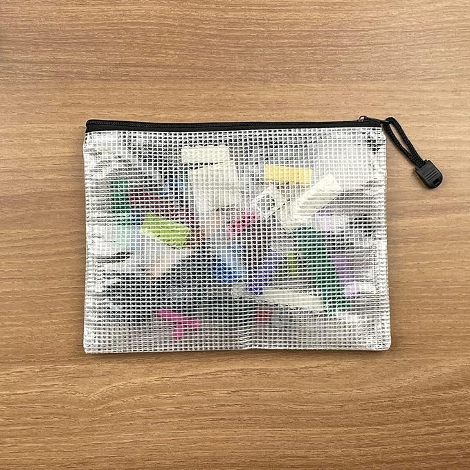 Oaimyy-16 PCS-12 x 16 Inches-Mesh Zipper Pouch, Plastic Zip File Folders Puzzle Bags for Organizing,for Office Supplies,Travel,Home Storage-Multicolor, 12"x 16"