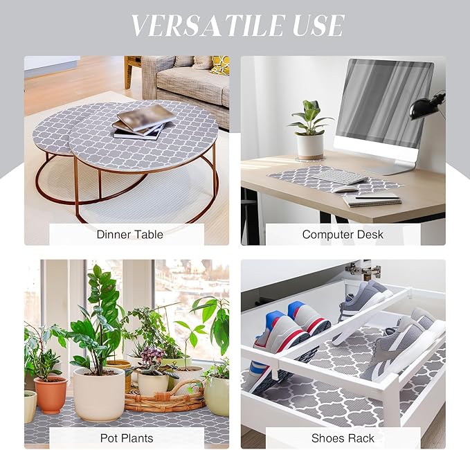 Glotoch Shelf Liner for Kitchen Cabinets Non Adhesive, 12" x20FT(240 Inch) Non Slip Drawer Liners, Waterproof Shelf Paper Closet Liners for Refrigerator Gray