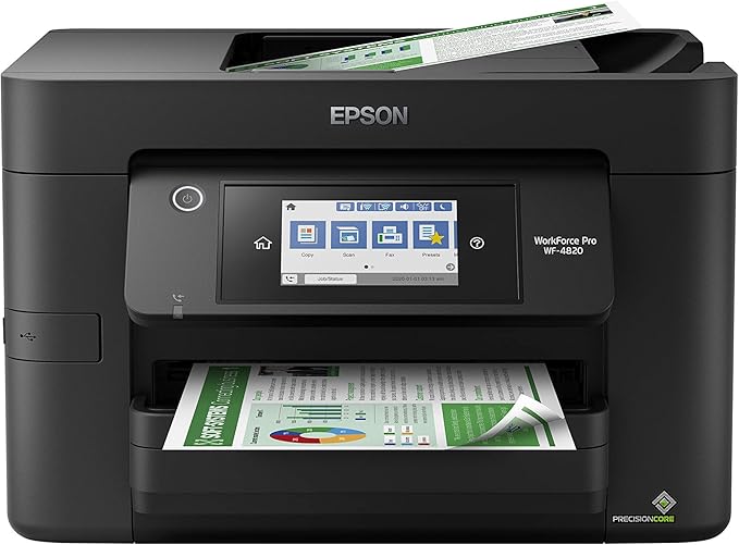 Epson® Workforce® Pro WF-4820 Wireless Color Inkjet All-in-One Printer, Black, Large & T252 DURABrite Ultra Ink High Capacity Black Cartridge (T252XL120-S) for Select Workforce Printers
