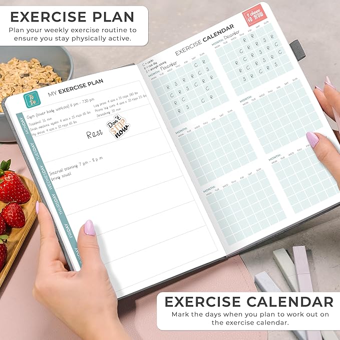 Clever Fox Weekly Meal Planner - Weekly & Daily Meal Prep Journal with Shopping and Grocery Lists for Menu Planning, Healthy Diet & Weight Loss Tracking, Lasts 1 Year, Undated, A5 - Gray