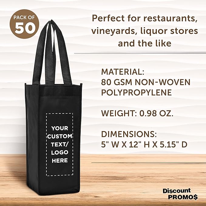 DISCOUNT PROMOS Non-Woven Vineyard Two Bottle Wine Bags